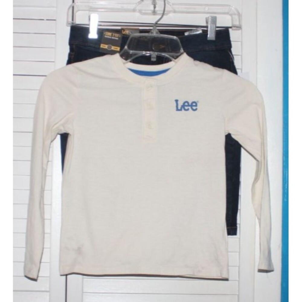 Lee Boys Size 8 2-Piece Denim Shorts And Long Sleeve Polo Shirt